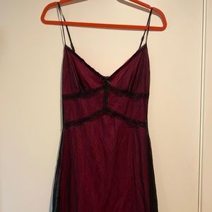 Betsy Johnson Black Mesh over Hot Pink Spaghetti Strap Dress Size Small
